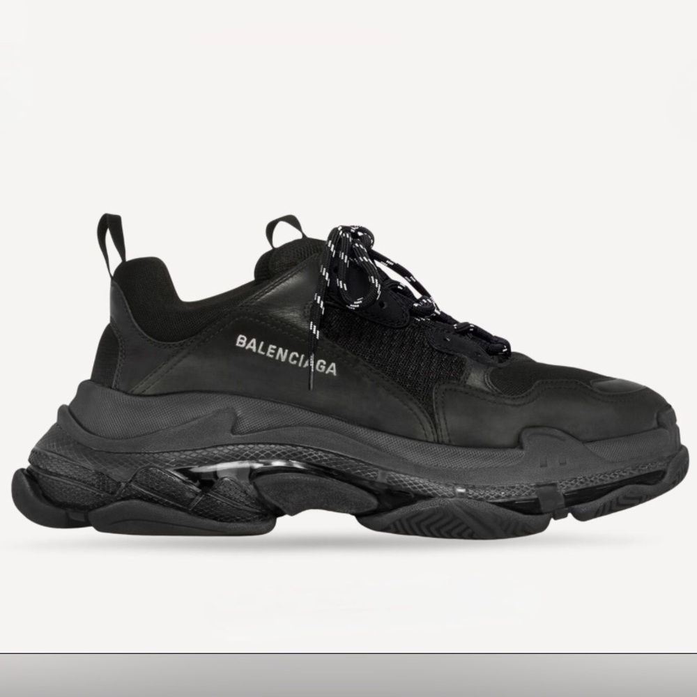Balenciaga Triple S Clear Sole Chunky Luxury Sneaker in Black